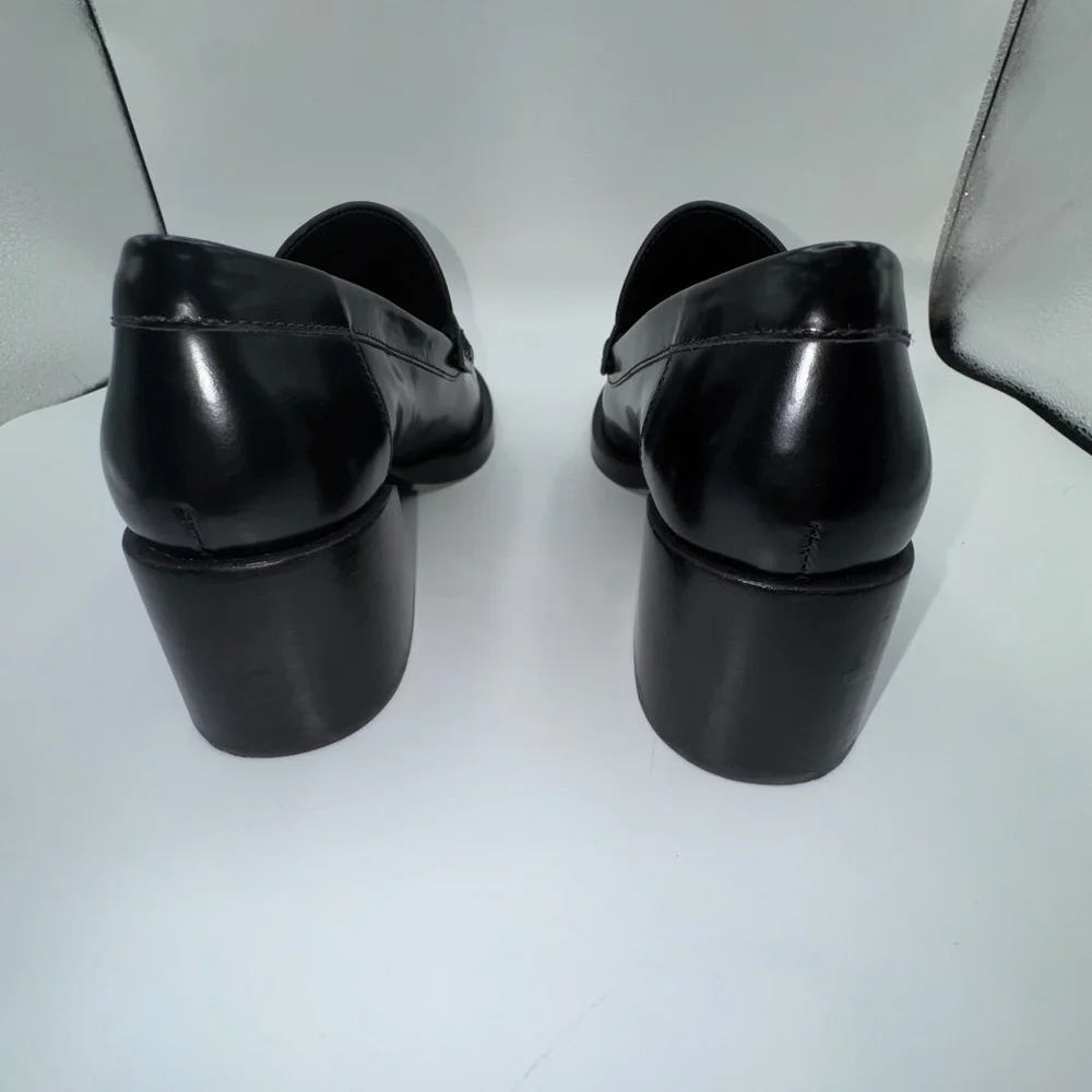 Coach Natalie‎ Womens Loafer 6 Black Leather Block Heels Chunky Sole Y2K Shoes
